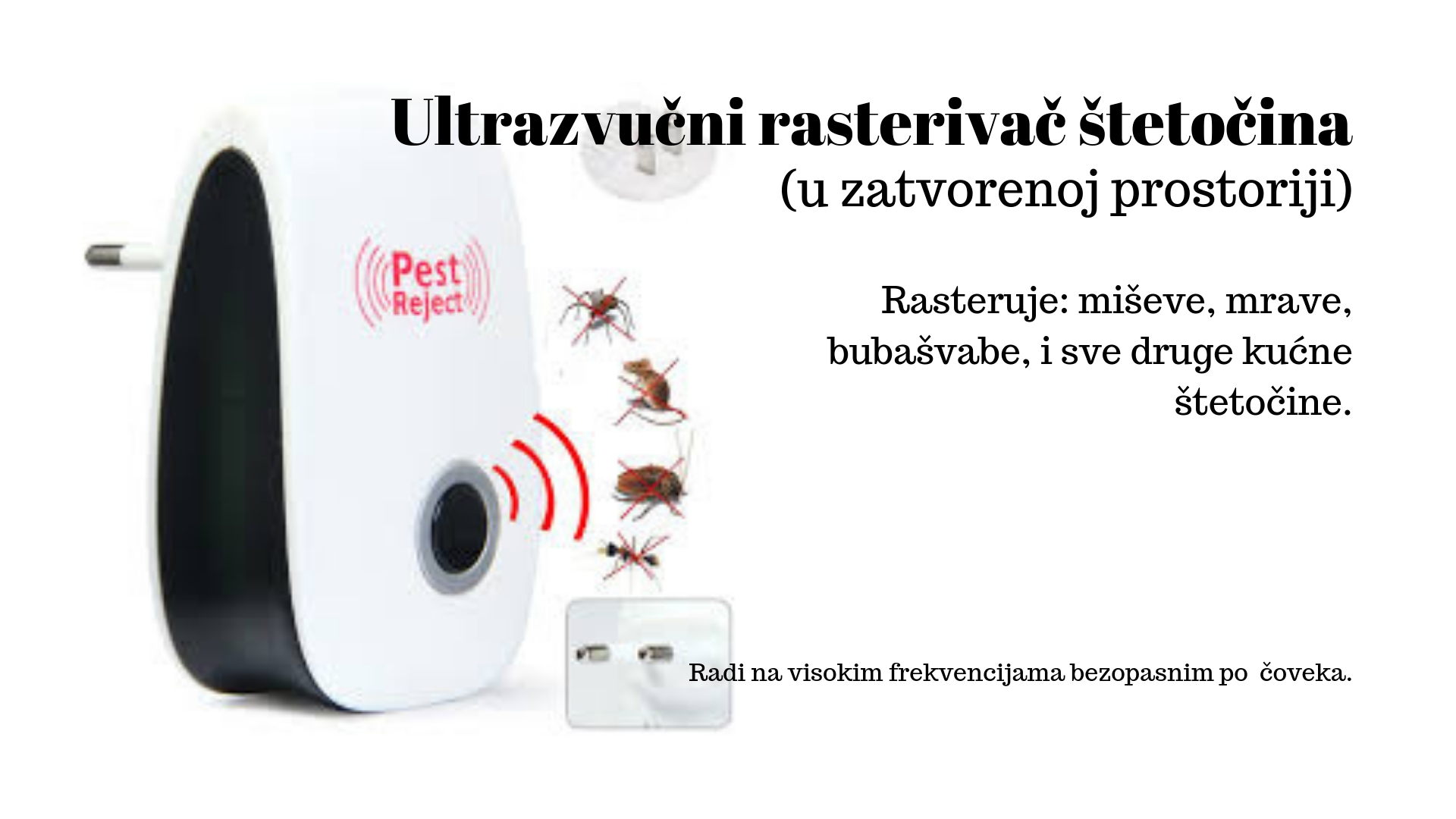 Ultrazvučni rasterivač štetočina (220V)